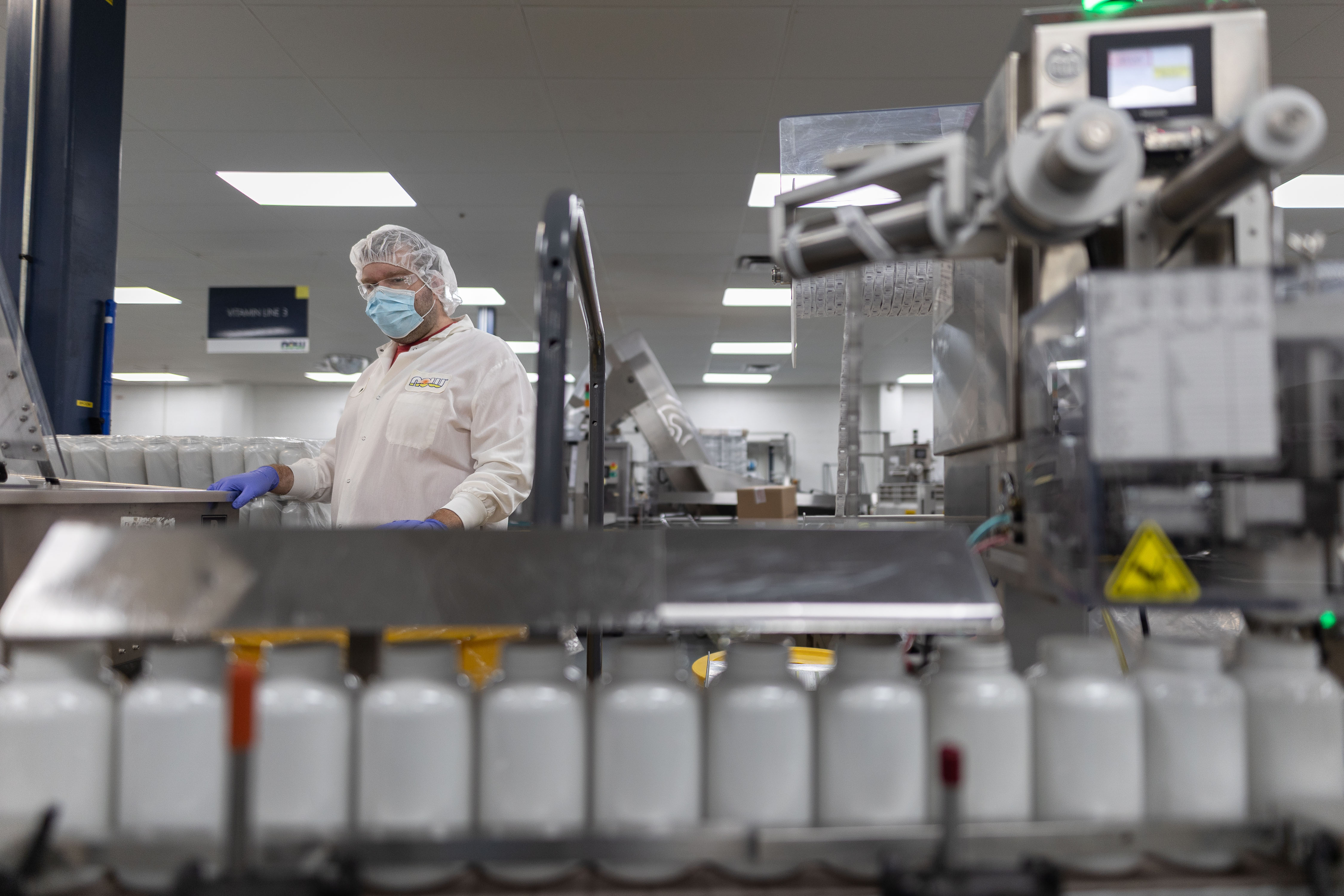 NOW Health Group employee Dan Livesey works on the line inside NOW's manufacturing facility in Bloomingdale on Sept. 14, 2023. NOW Health Group employee Dan Livesey works on the line inside NOW's manufacturing facility in Bloomingdale on Sept. 14, 2023.